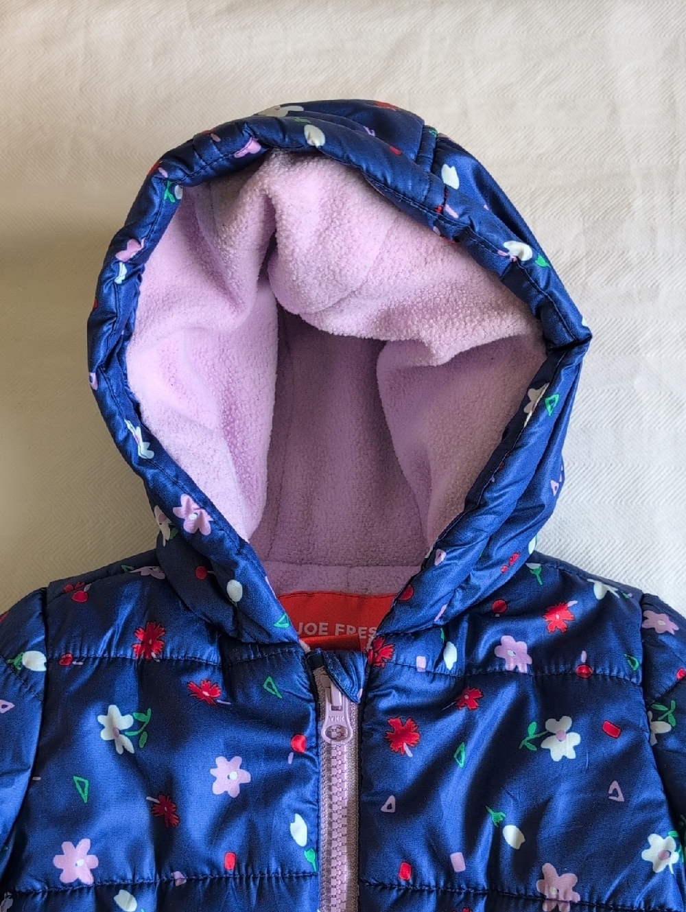 Joe Fresh Floral Puffer Snowsuit Fleece Lined One Piece Bunting Baby Girl 6-12M - Picture 2 of 9